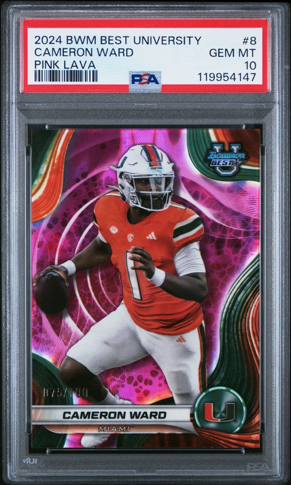 2024 Bowman U Best Cameron Ward Rookie Pink Lava /100 PSA 10