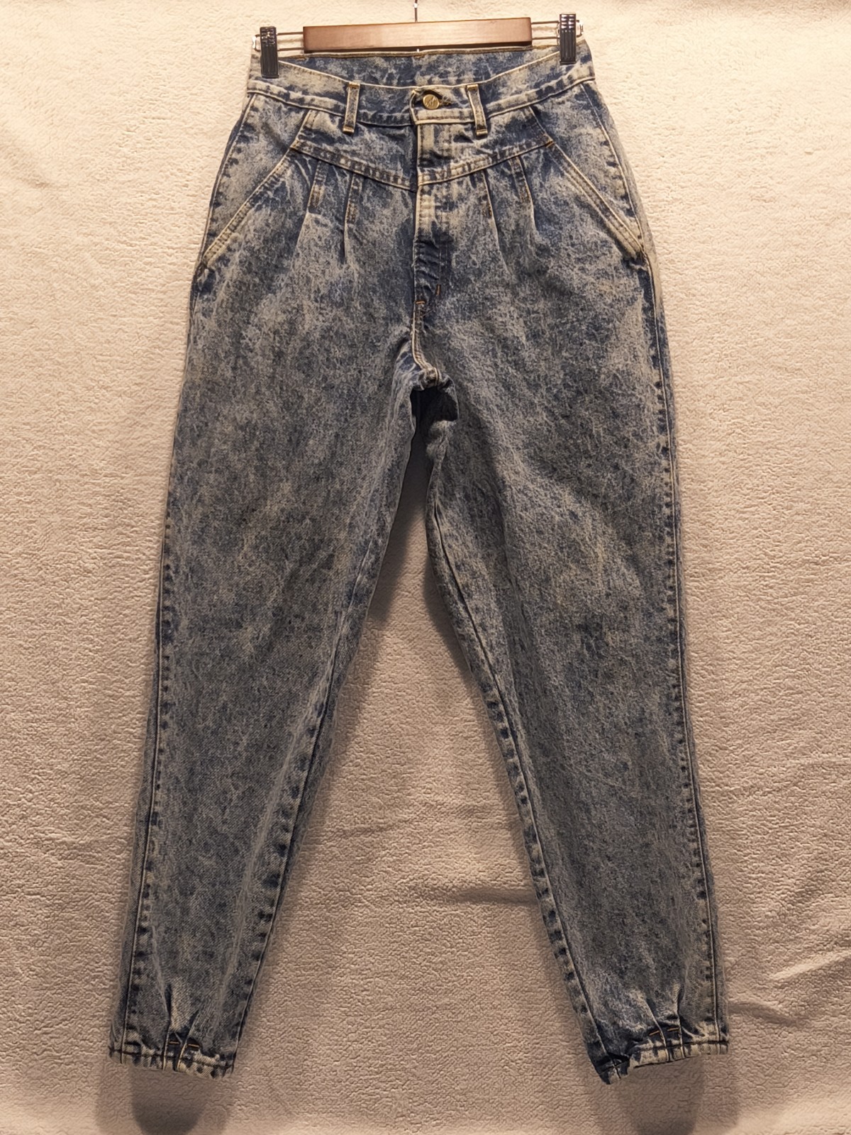 Chic 80's Vintage Acid Wash Jeans High Waisted Pleated Front Size 28x28