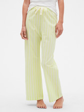 Gap Love Womens Sleep Pants Lounge Cotton Yellow Stripe 26.5" inseam Size Small