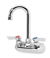 10-400L 3.5" Wall-Mounted Gooseneck Spout Faucet with Color Coded Handles for...