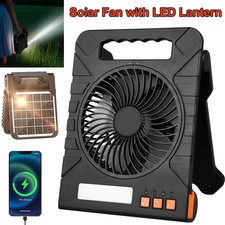 Solar Fan Battery Powered Rechargeable Solar Camping Fan with Led Lantern 7-Inch