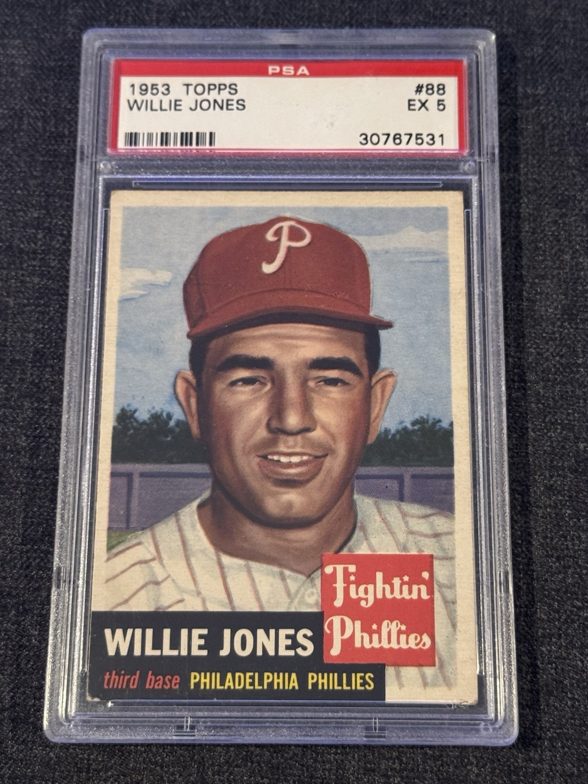 1953 TOPPS BASEBALL CARD #88 WILLIE JONES PHILADELPHIA PHILLIES PSA 5 EX