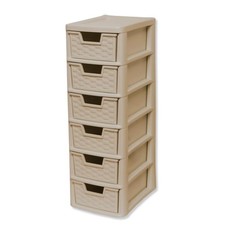 6 Tier Mini Rattan Drawer Storage Mushroom Tower Organizer Unit Crafts Office