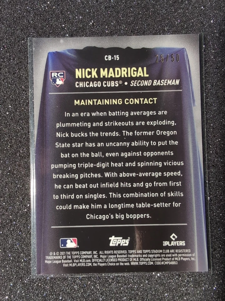 2021 TOPPS STADIUM CLUB CHROME GOLD REFRACTOR ROOKIE NICK MADRIGAL RC 25/50  - Image 3 of 4
