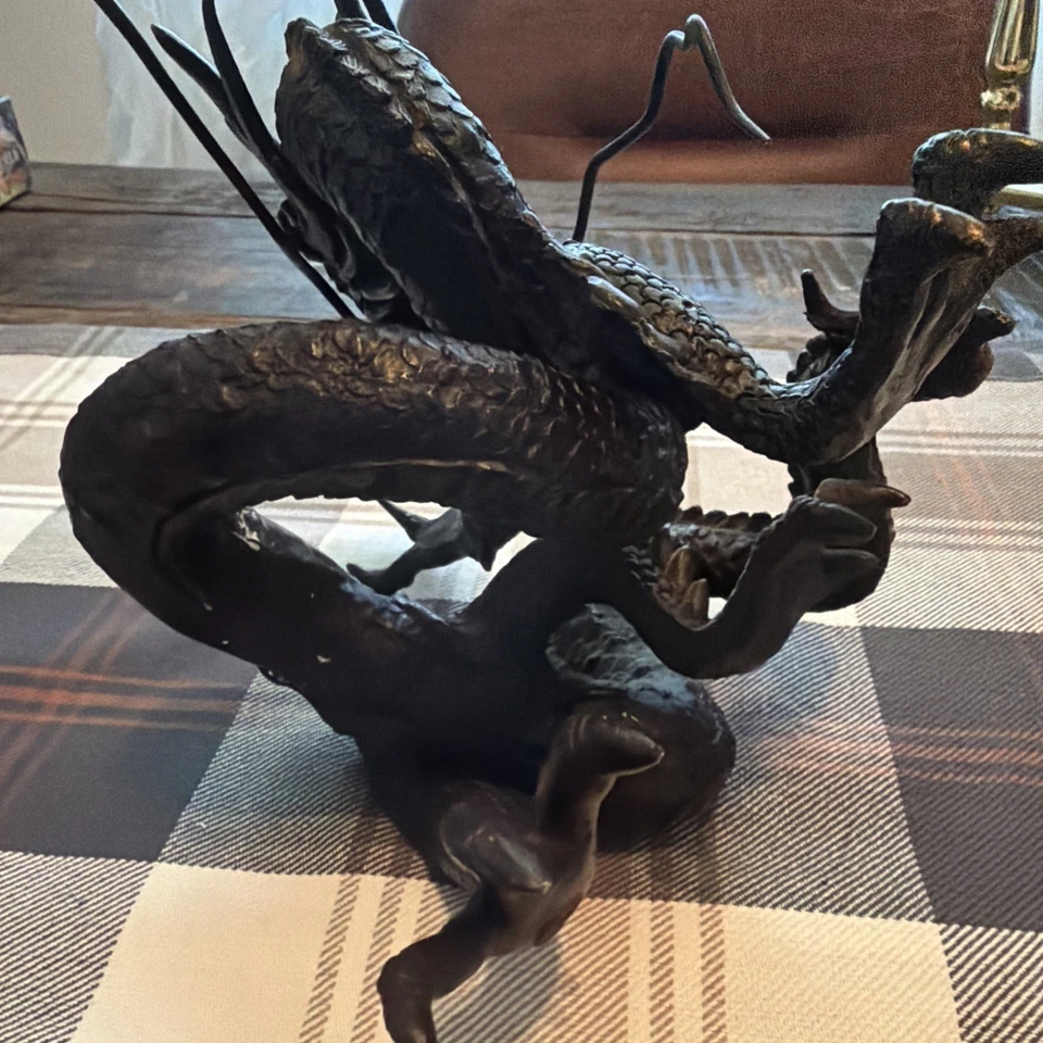 Antigua estatua escultura japonesa fina dragón ruso-hierro Foto 4 de 4