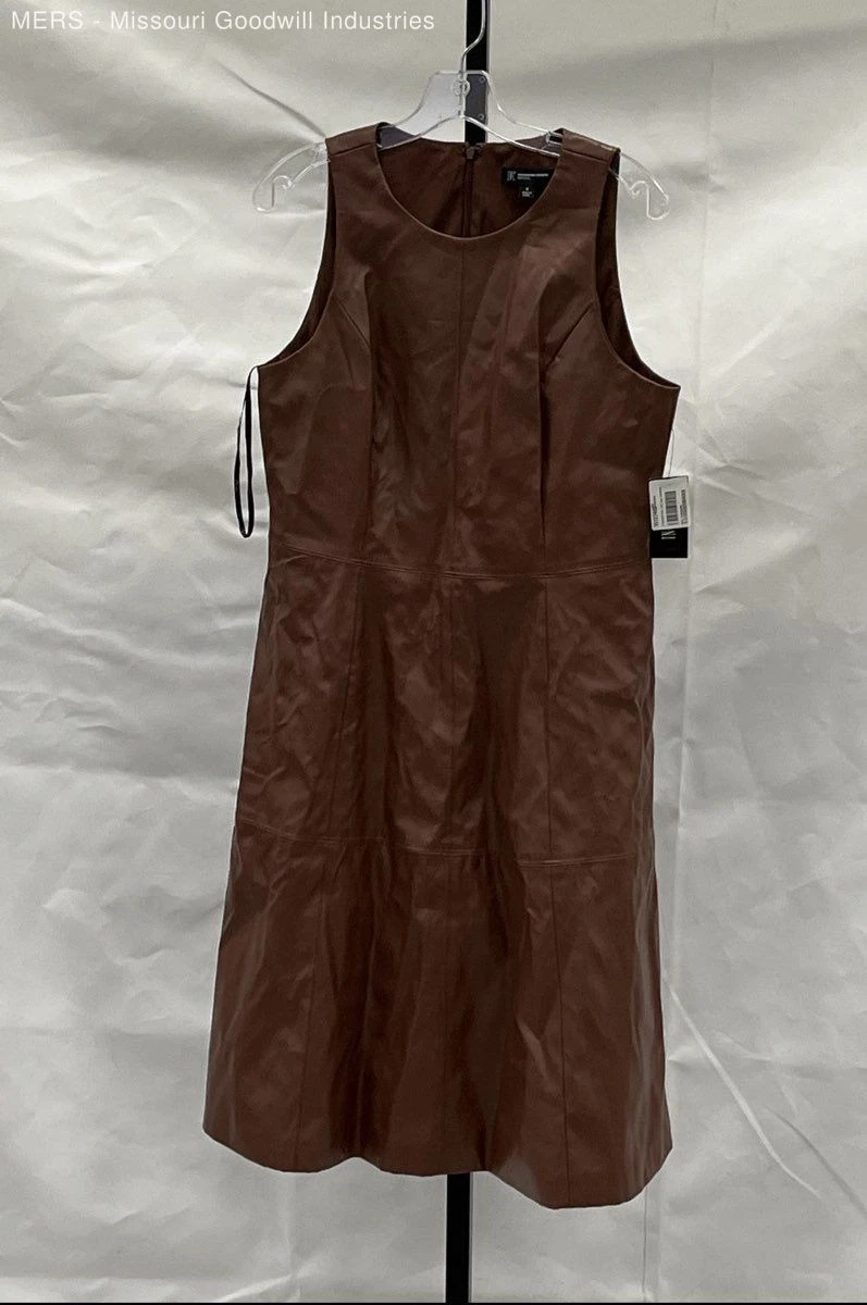 inc faux leather dress Inc International Concepts Plus V-neck Faux-leather Midi Dress, Created For Macy's In Rhodolite Garnet