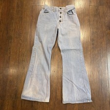 Vintage Levis White Tab Bell Bottom Jeans 28x30 Button Fly Small e Denim Flare