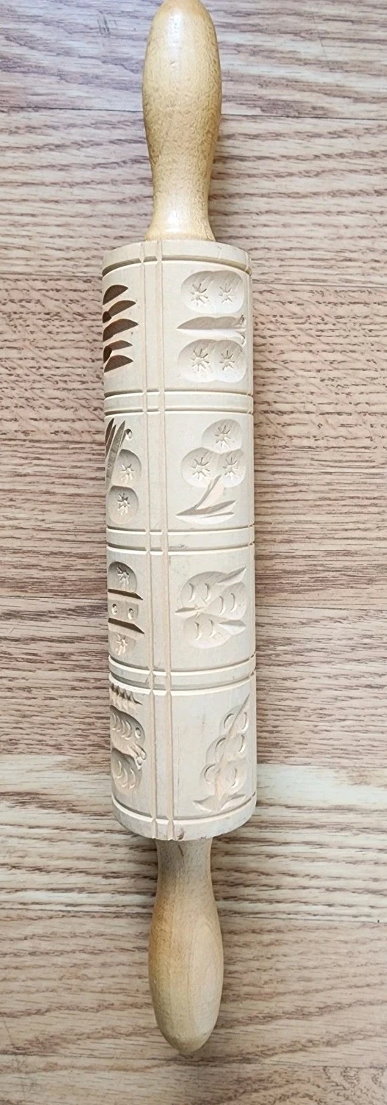 Wood Wooden Embossed Multi Patterned Rolling Pin Made in Germany