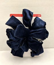 Celebrate it Christmas Tree Topper Bow Navy Blue Velvet 10 Large Bow Holiday
