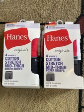 Women's Hanes Originals 4pk Mid Thigh Boxer Briefs 5/Small Red White Black Qty 2