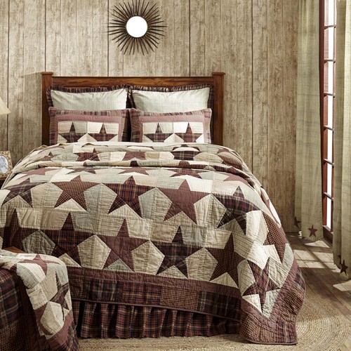 Primitive Luxury King Quilt Red Independence Day Star Bedroom Decor VHC Brands - Picture 2 of 7