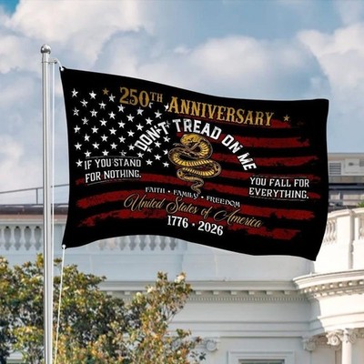 USA 250th Anniversary House Flag   Don t Tread On Me Patriotic Design 2 sides