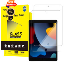 FAYOUCZ 2 Pack Tempered Glass Screen iPad 9th/ 8th/ 7th Gen -10.2 Inch, Clear