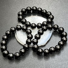 Black Shungite Bead Stretch Bracelet 12mm Beads Gemstone Jewelry Supply
