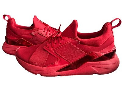PUMA Muse Red Solid Athletic Shoe Metal Straps Women Size 8.5
