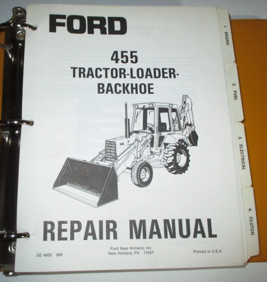 Ford 455 Tractor Cargadora Retroexcavadora Manual de Reparación Taller ¡MUY BUEN ORIGINAL! Foto 3 de 4