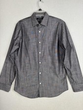 Banana Republic Dress Shirt Mens Medium Gray Non Iron Slim Fit 15.5 34/35