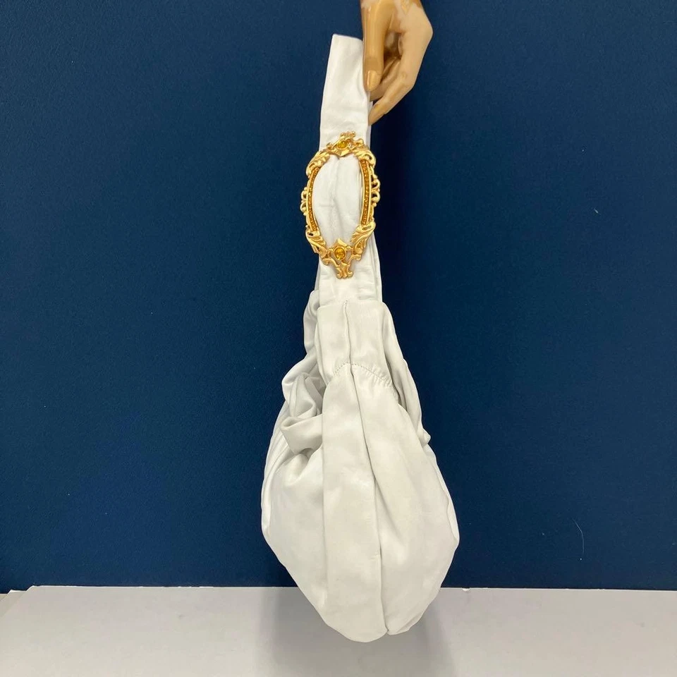 Bolso Hobo de Hombro Gianfranco Sisti Cartera Cuero en Blanco USADO Buen Estado Foto 4 de 4