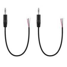 2-Pack 3.5mm 1/8" to Speaker Wire TRS Stereo Male Plug Bare Pigtail Adapter
