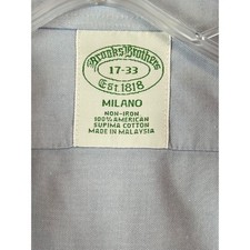 Brooks Brothers Milano Non-Iron Dress Shirt Mens 17-33 Blue Supima Cotton Oxford