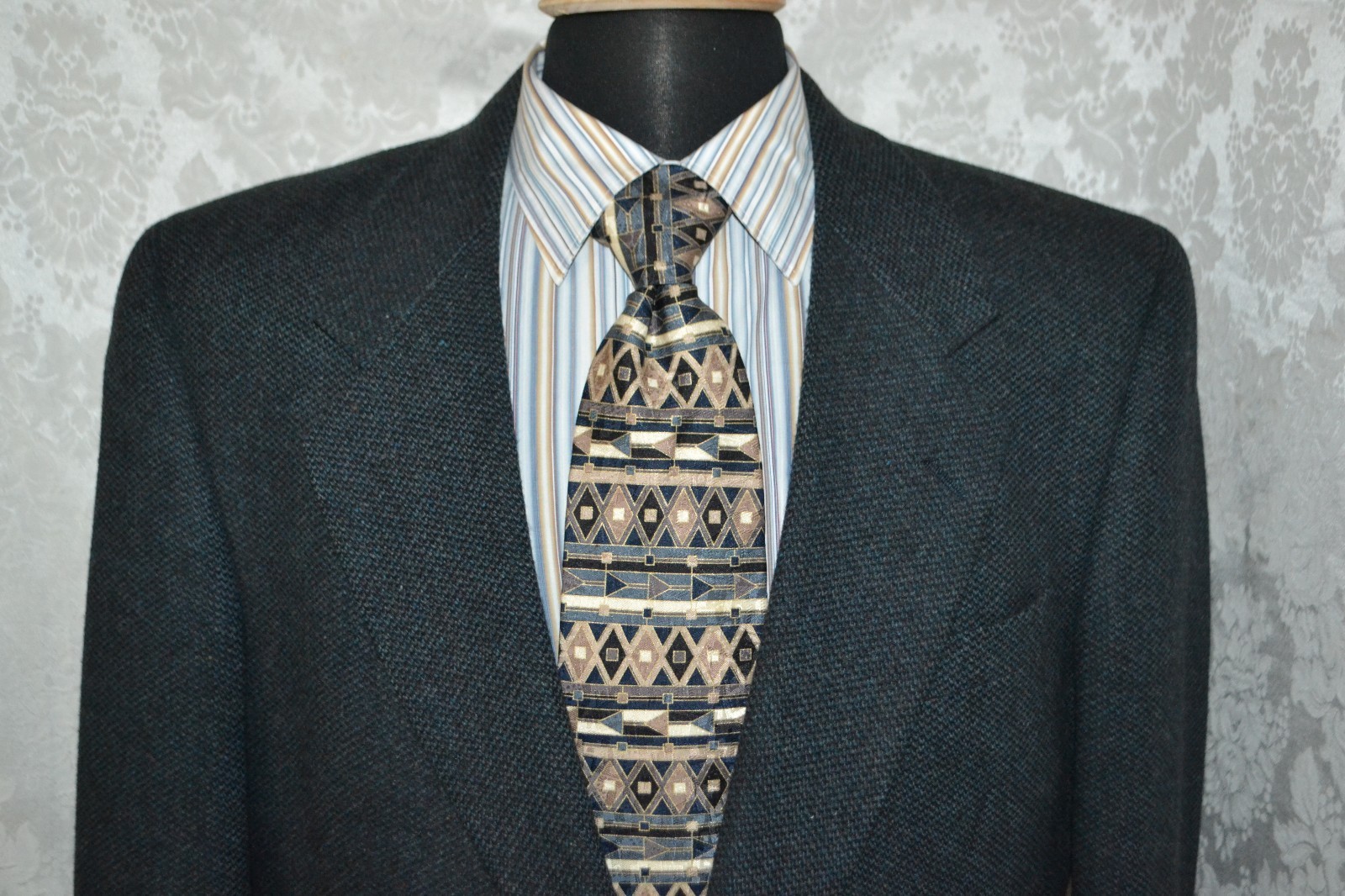 Vintage Burberry Men's Dark Blue Tweed 2 Front Button Sports Coat Sz 42 thumbnail 2