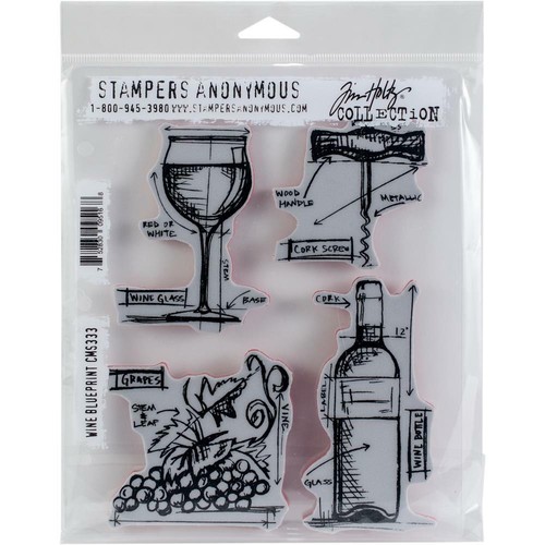 Tim Holtz Cling Stamps 7"X8.5" CHOOSE ONE: Beer, Cocktails Blueprint ~ Retired! - Picture 2 of 4