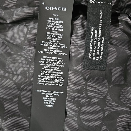 Coach Down Vest Black Puffer Men's Size XS NEW Water Resistant - Picture 13 of 14