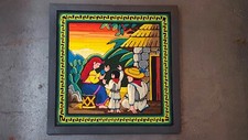 Huichol Shaman Art by Neikame Corrillo Mexico Yarn Art Framed 13x13 Original