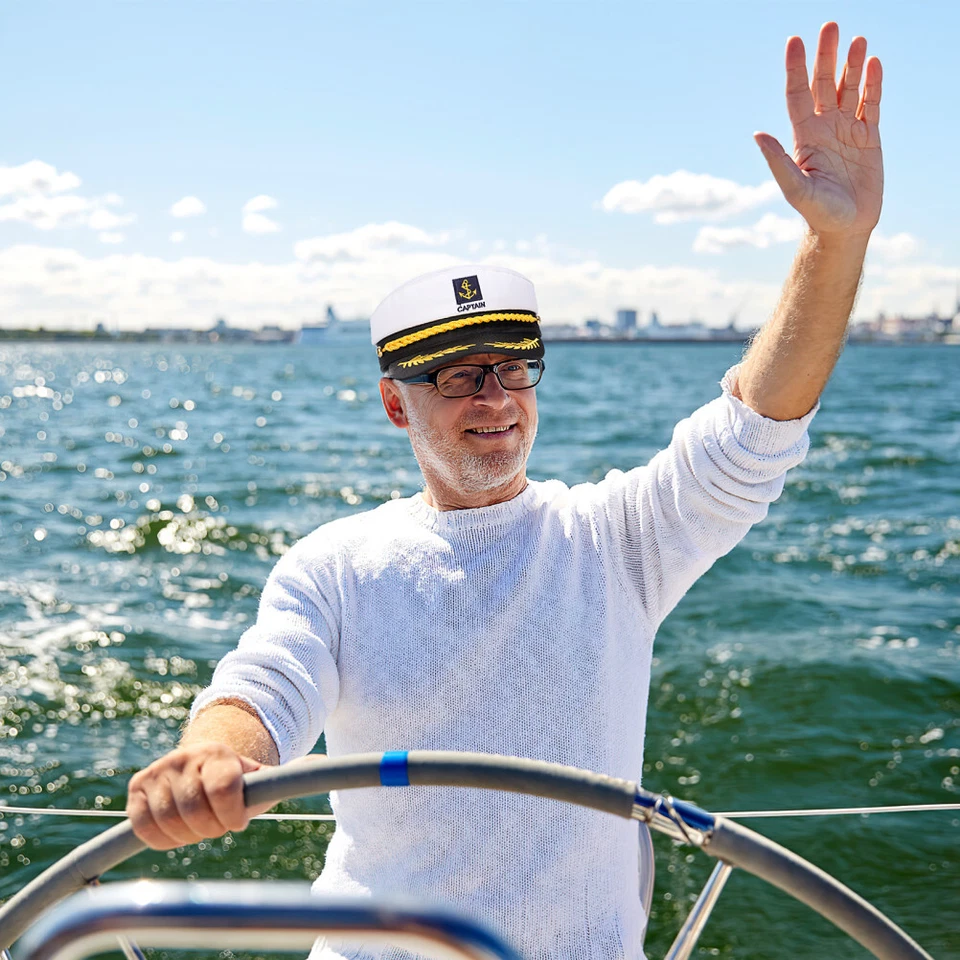 Adjustable Sea Captain Cap New Adult Navy Cap Yacht Boat Captain Ship Admiral - Image 3 of 4