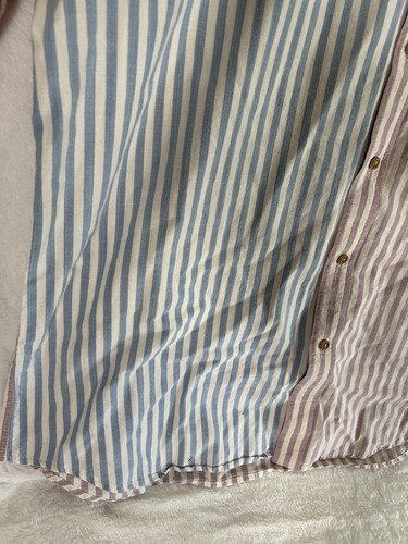 Clean Clothes Men’s Shirt L Patchwork Multicolor Stripe Short Sleeve 90s Style - Picture 9 of 15