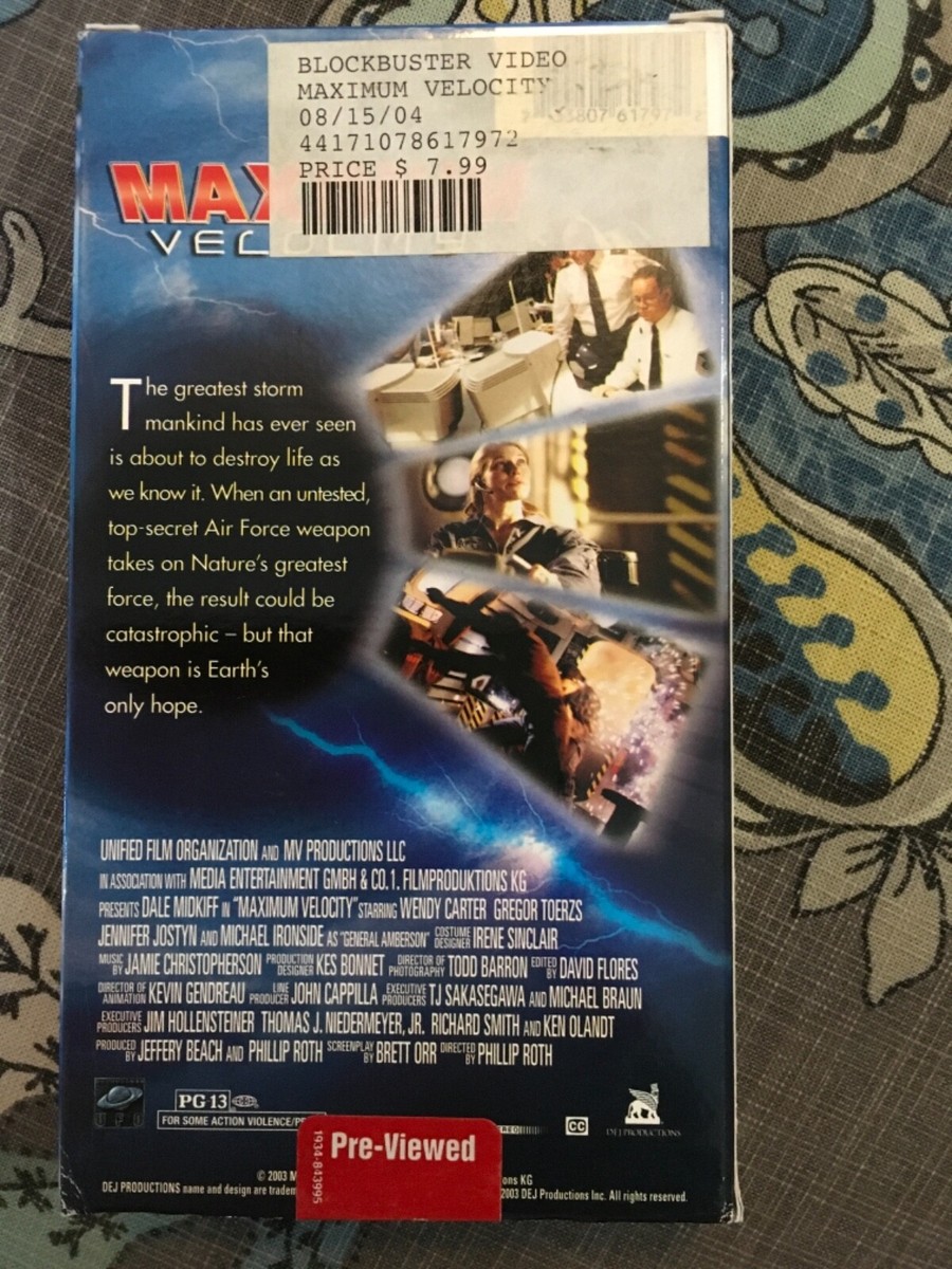 Maximum Velocity (2003) - VHS Video Tape - Action -Michael