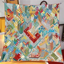 Silk Scarf Women Magic City Print Square Scarves