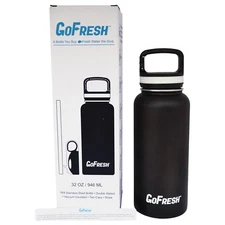 GoFresh 32 oz Stainless Steel Insulated Water Bottle Flask Flip& Easy Carry Lids