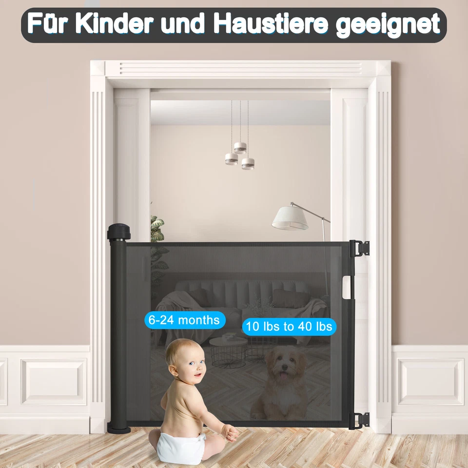 Treppenschutzrollo Absperrgitter Ausziehbar Treppe 0-180cm Türschutzgitter Baby - Bild 3 von 4