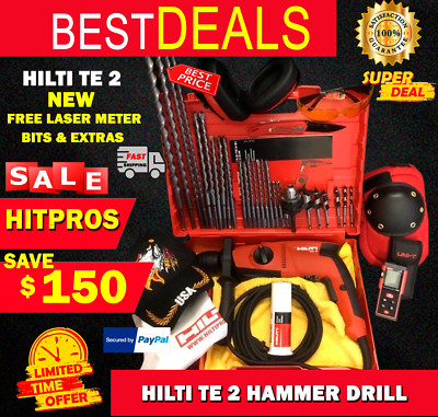 HILTI TE 2 DRILL, NEW, FREE LASER METER, BITS, A LOT OF EXTRAS, FAST SHIP