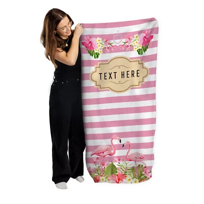 Personnalisé Plage Serviette Flamant Rose Vacances Piscine