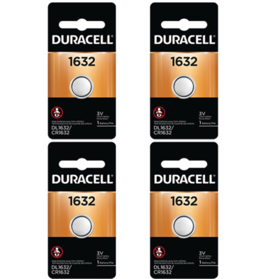 4 Pcs Duracell 1632 DL 1632 CR1632 3V Lithium Coin Battery