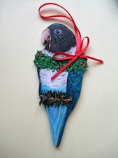 BLACK MASKED BLUE LOVEBIRD PARROT CHRISTMAS HOLIDAY TREE ORNAMENT