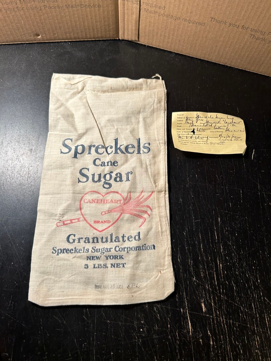 Rare Vintage spreckels sugar 5 Pound Cane Sugar Bag, 1931 | eBay