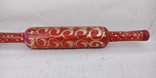 Vintage Wooden Craft Painted Chapati Rolling Pin Belan Velan Kitchen Tool India - Picture 10 of 10