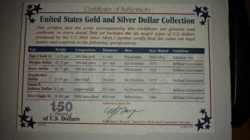 Commemorating 150 Years of U.S. Dollar Coins. United States ONE Gold & Silver*** - Picture 12 of 12