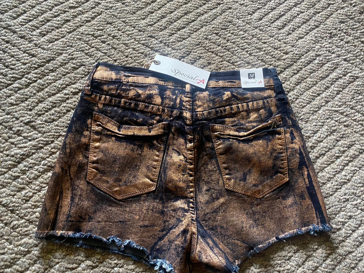 Rose Bronze Gold Coated Denim Shorts size Medium juniors