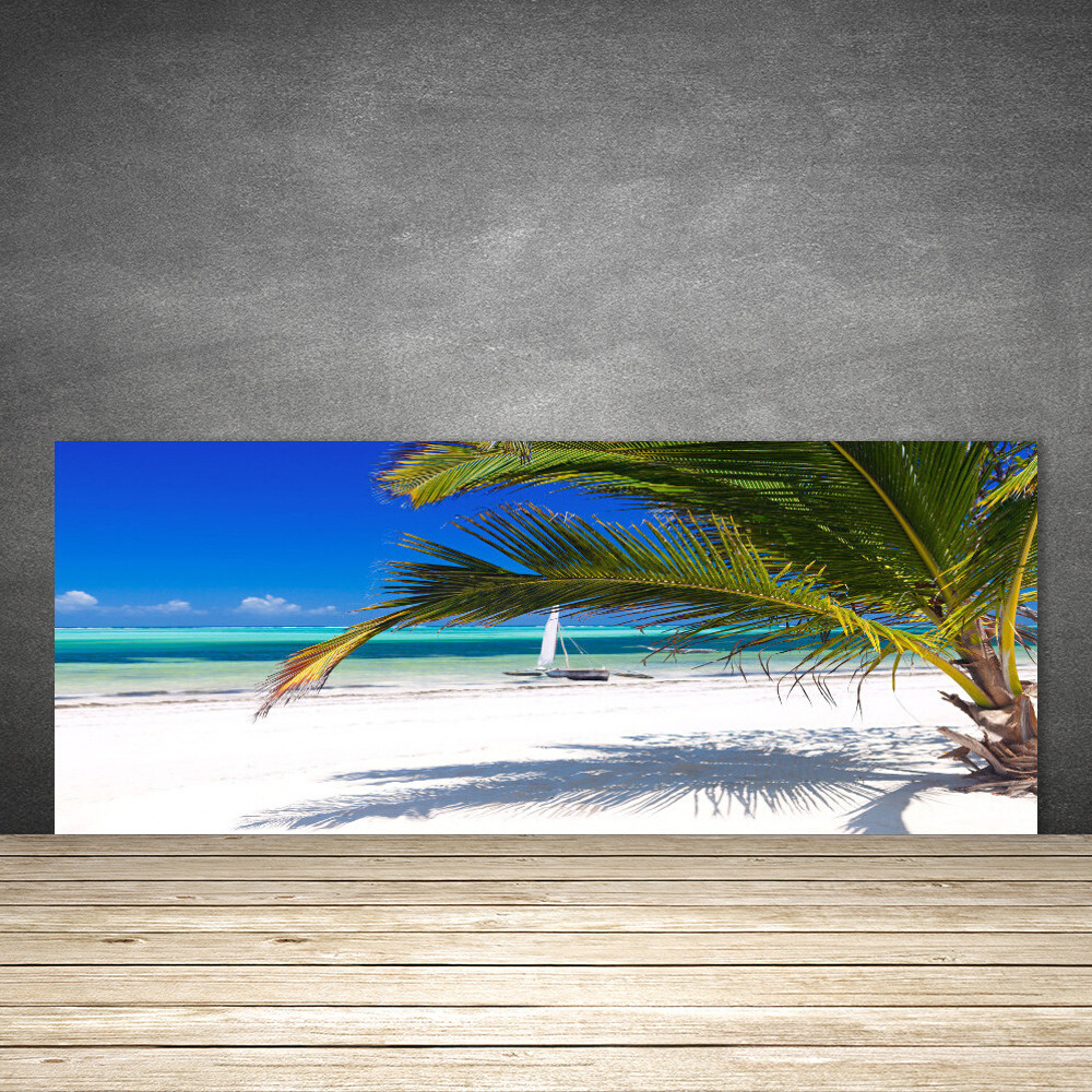 Crédence de cuisine en verre panneau mural décoratif 125x50 plage exotique