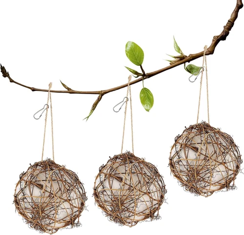 Winemana Set of 3 Globe Hummingbird Nesters, Full of Bird Nesting Materials - Picture 4 of 5