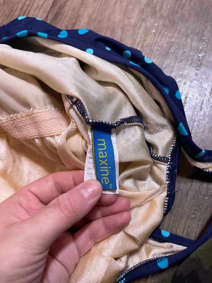 Maxine of Hollywood Bathing Suit Womens Size 14 Blue Polka Dot One Piece - Image 4 of 4