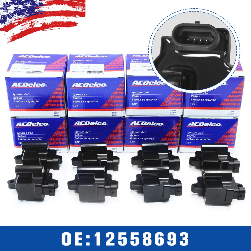 8 SET High Ignition Coils For Chevy GMC 4.8L 5.3L 6.0L UF271 D581 12558693 - Image 4 of 4