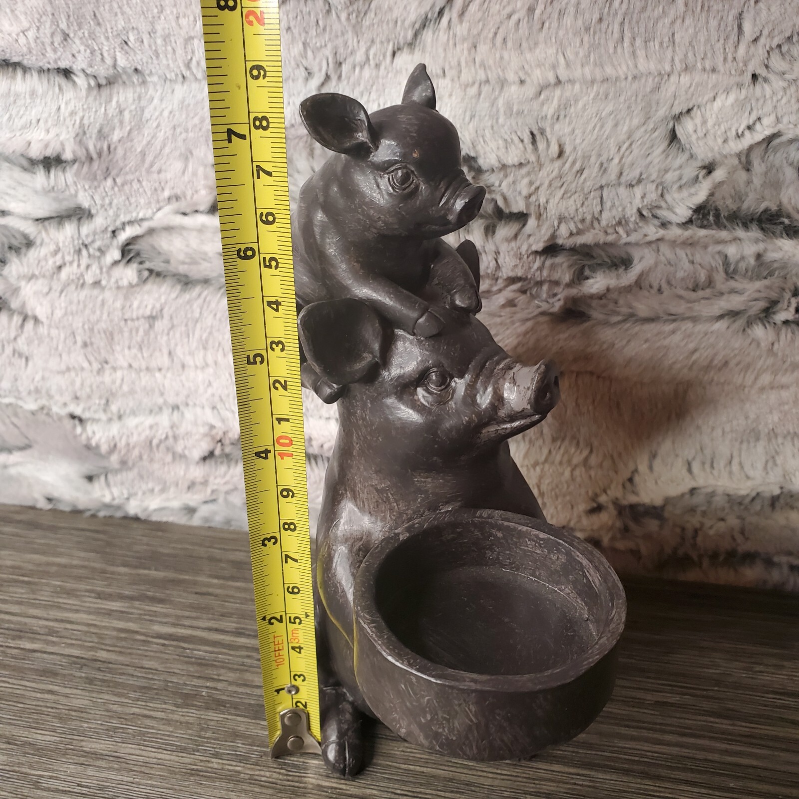 Home Essentials Polyresin Pig And Piglet Votive Tea Light Holder Table Decor 7"