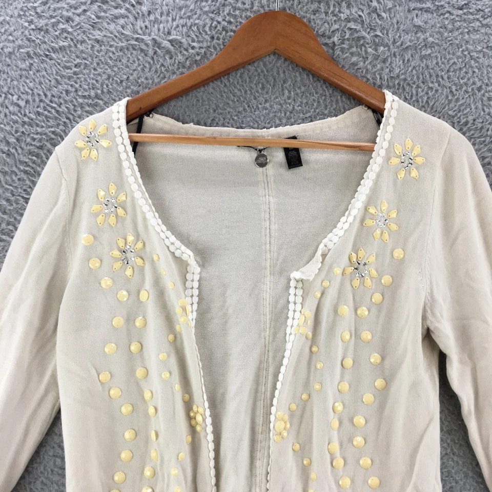 Bke бутик кардиган свитер женщин M бежевый хлопок смесь открытый передний длинным рукавом - Изображение 2 из 4