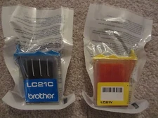 ☀️ NEW GENUINE BROTHER LC21C Cyan + LC21Y Yellow Inkjet Cartridge Tank - Expired