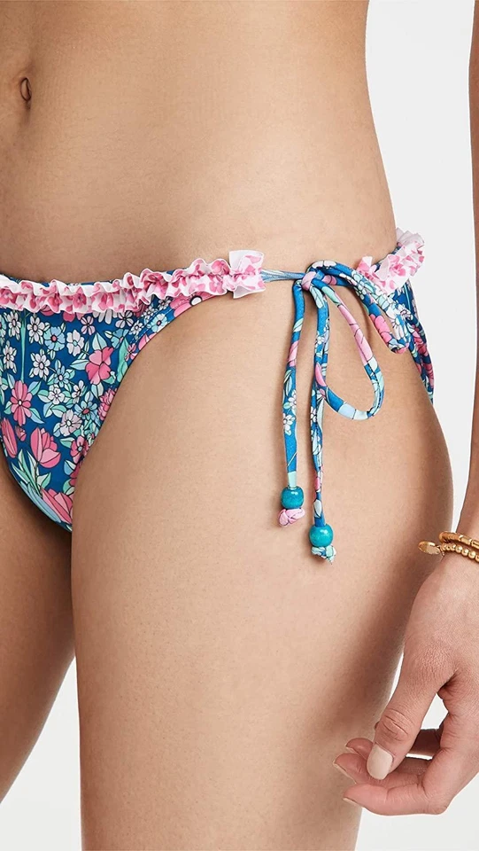 Parte inferior de bikini de cuerda para mujer Shoshanna 286097, azul marino/magenta múltiple, talla grande Foto 2 de 3